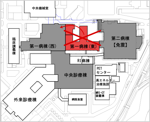 ３）第一病棟（東）の解体の計画図