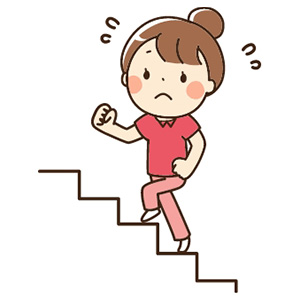 階段を上がるのがつらい様子のイラスト