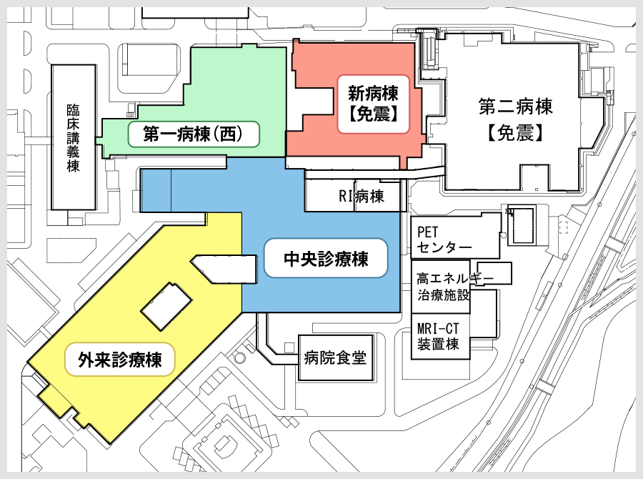 改修予定の病棟地図