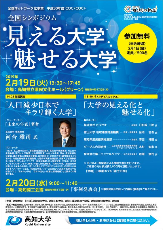 平成30年度COC/COC+全国シンポジウム　―見える大学　魅せる大学―【表】